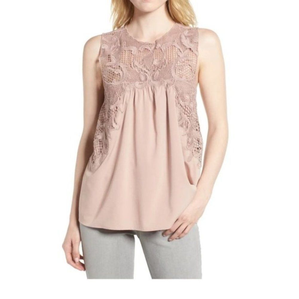 Chelsea28 Lace Yoke sleeveless Top size S
